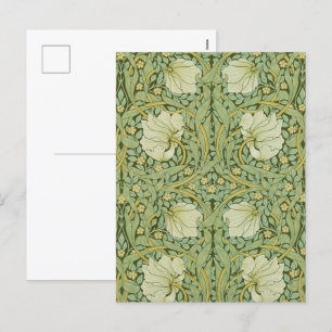 William Morris Pimpernel Floral Blue Wallpaper Holiday Postcard