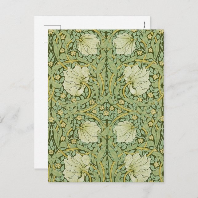 William Morris Pimpernel Floral Blue Wallpaper Holiday Postcard (Front/Back)