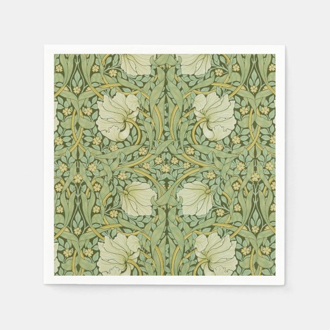 William Morris Pimpernel Floral Blue Wallpaper Napkin (Front)