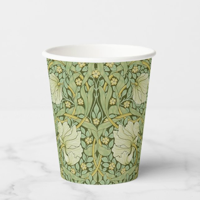 William Morris Pimpernel Floral Blue Wallpaper Paper Cups (Front)