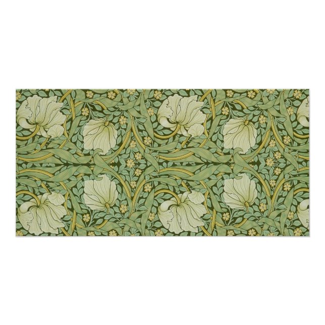 William Morris Pimpernel Floral Blue Wallpaper Poster (Front)