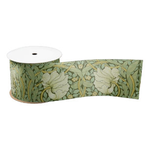 William Morris Pimpernel Floral Blue Wallpaper Satin Ribbon