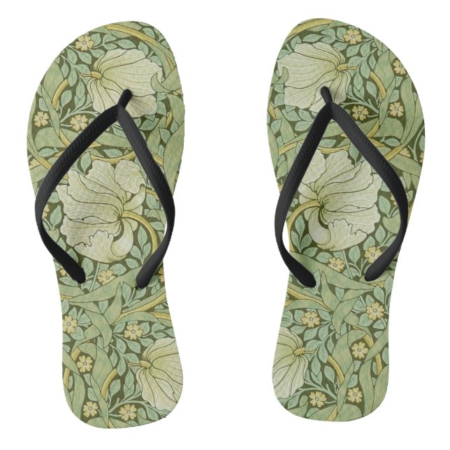 William Morris Pimpernel Floral Blue Wallpaper Thongs (Footbed)