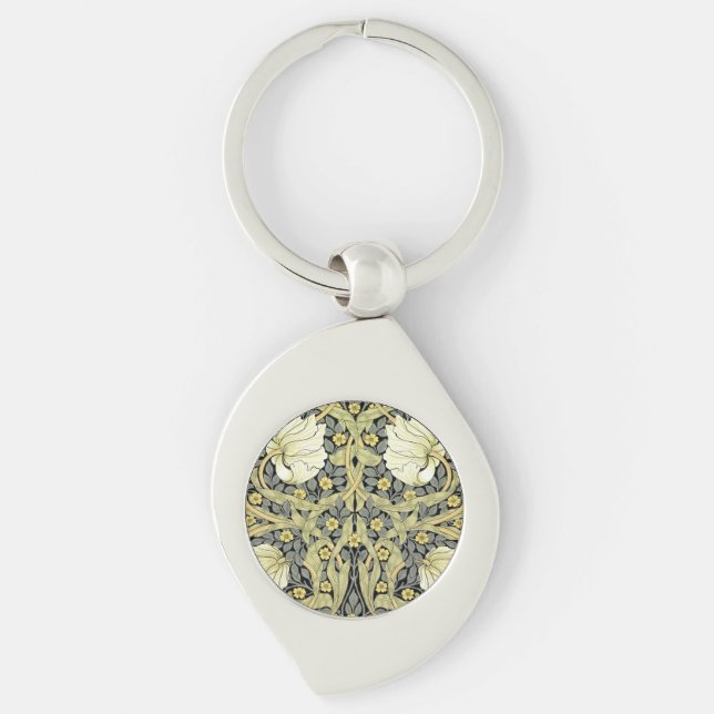 William Morris Pimpernel Floral Wallpaper Key Ring (Front)