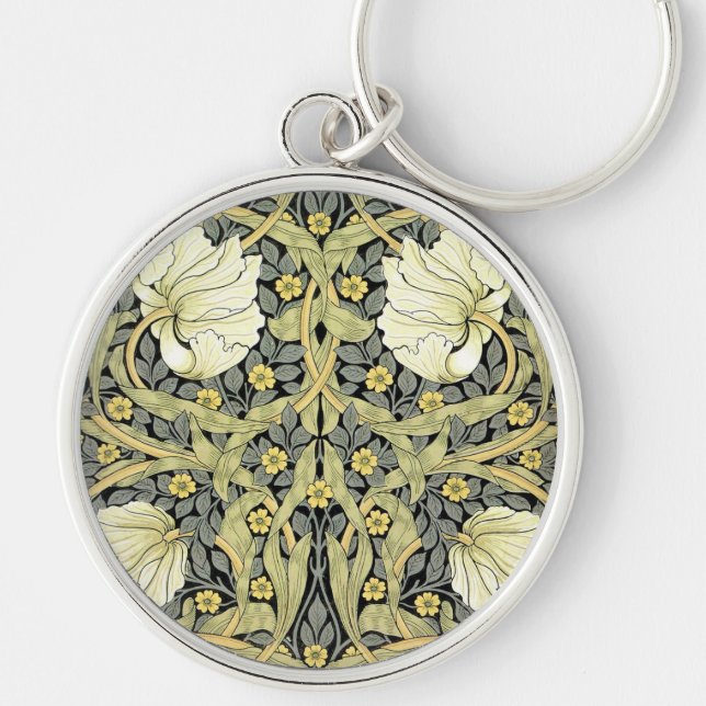 William Morris Pimpernel Floral Wallpaper Key Ring (Front)