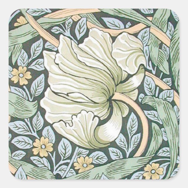 William Morris Pimpernel Floral Wallpaper Square Sticker (Front)