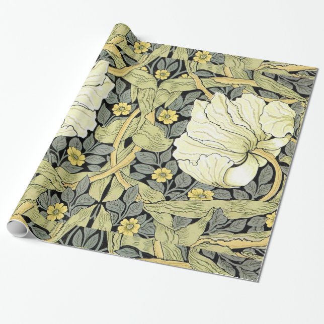 William Morris Pimpernel Floral Wallpaper Wrapping Paper (Unrolled)