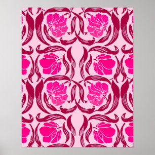 William Morris Pimpernel, Fuchsia & Light Pink Poster