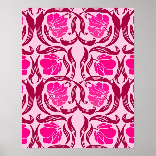 William Morris Pimpernel, Fuchsia & Light Pink Poster (Front)