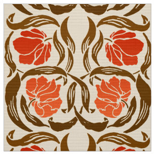William Morris Pimpernel, Mandarin Orange & Brown Fabric