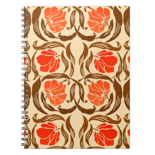 William Morris Pimpernel, Mandarin Orange & Brown Notebook