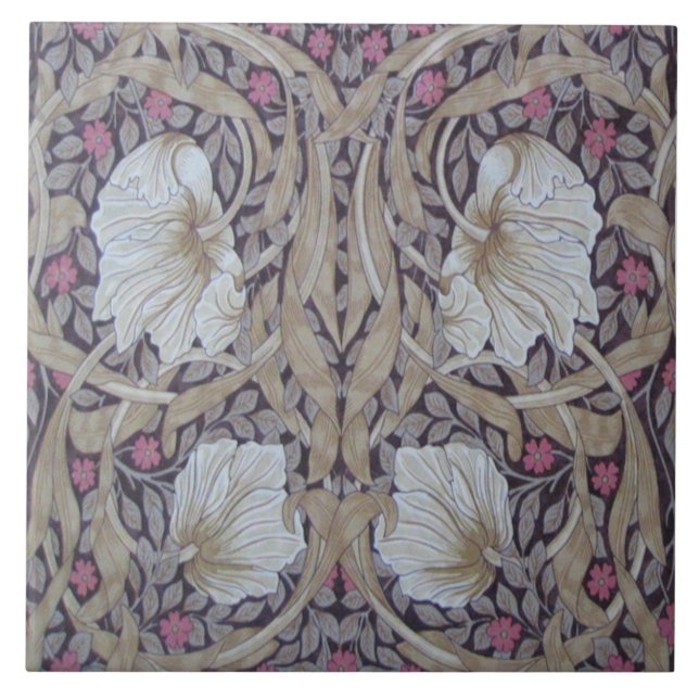William Morris Pimpernel Matching Repeat Design Ceramic Tile (Front)