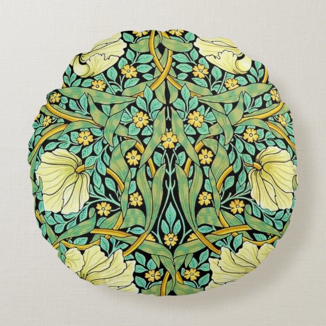 William Morris Pimpernel Mission Style Round Cushion (Front)