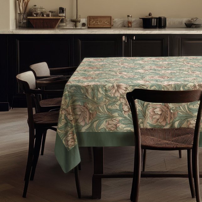 William Morris Pimpernel pastel green pale pink Tablecloth (William Morris Pimpernel pastel green pale pink Tablecloth)