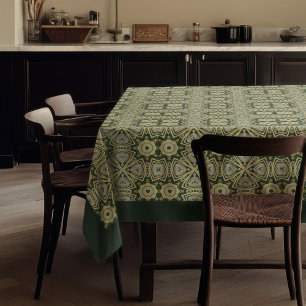 William Morris Pimpernel Pattern Green Gold Tablecloth