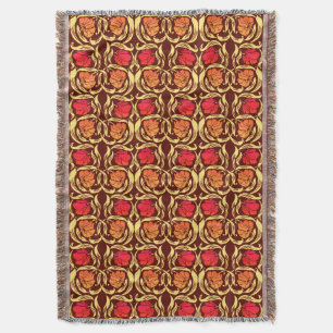 William Morris Pimpernel, Rust Orange and Brown  Throw Blanket