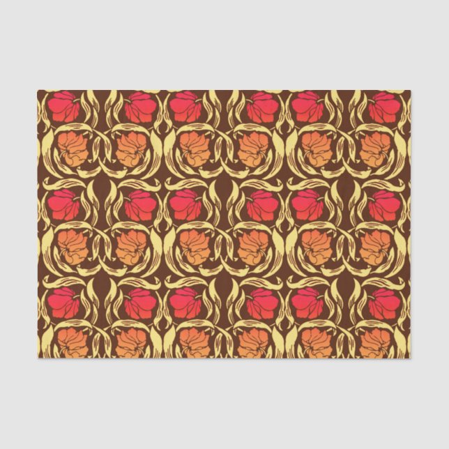 William Morris Pimpernel, Rust Orange and Brown Tissue Paper (Front)