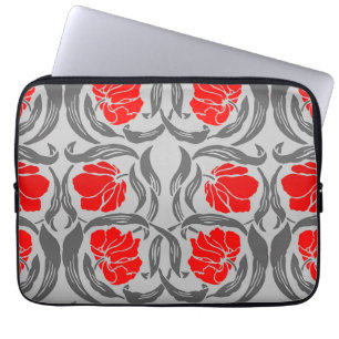 William Morris Pimpernel, Silver Grey and Red Laptop Sleeve