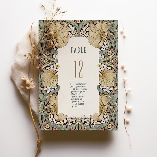 William Morris Pimpernel Table Number Card (Creator Uploaded)