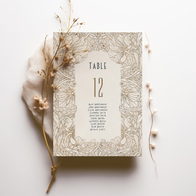 William Morris Pimpernel Table Number Card (Creator Uploaded)
