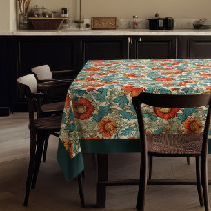 William Morris Pimpernel terracotta pastel blue Tablecloth