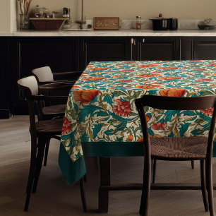 William Morris Pimpernel terracotta pastel blue Tablecloth