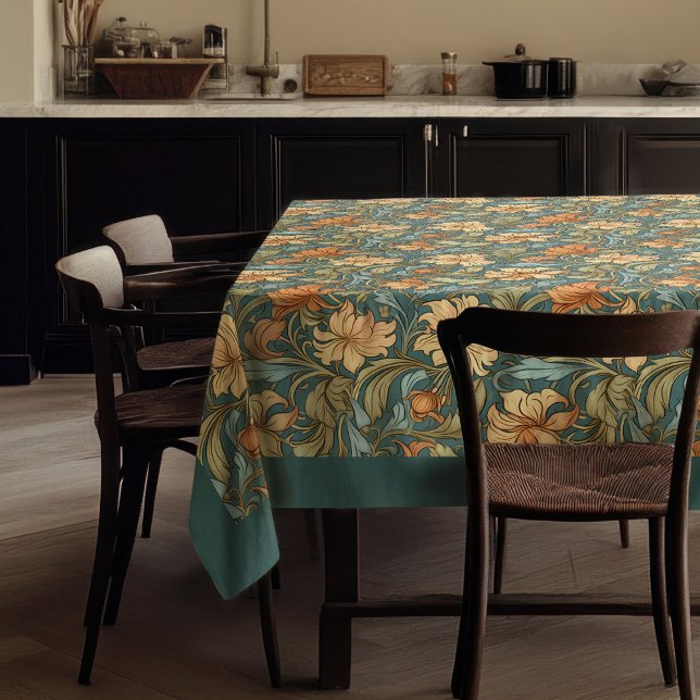 William Morris Pimpernel terracotta pastel green Tablecloth (William Morris Pimpernel terracotta pastel green Tablecloth)