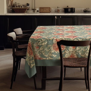 William Morris Pimpernel terracotta pastel green Tablecloth