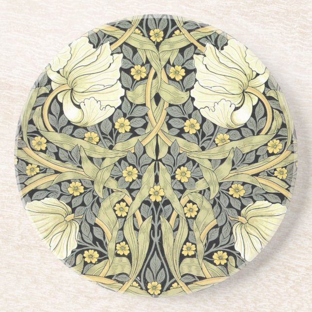 William Morris Pimpernel Tulips Botanical Art Coaster (Front)