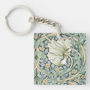 William Morris Pimpernel Tulips Botanical Art Key Ring