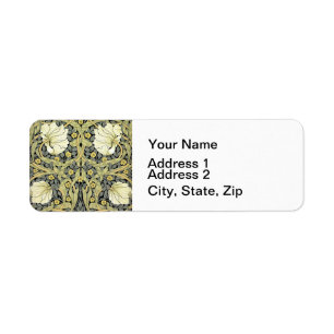 William Morris Pimpernel Tulips Botanical Art Return Address Label
