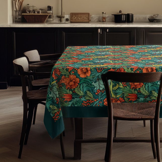 William Morris Pimpernel vibrant colours colourful Tablecloth (William Morris Pimpernel vibrant colors colorful Tablecloth)