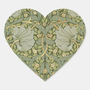 William Morris Pimpernel Vintage Pattern Heart Sticker
