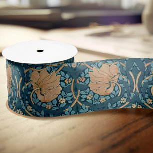 William Morris Pimpernel Vintage Pattern Satin Rib Ribbon