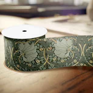 William Morris Pimpernel Vintage Pattern Satin Rib Ribbon