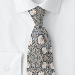 William * Morris Pimpernel White Flower Green  Tie