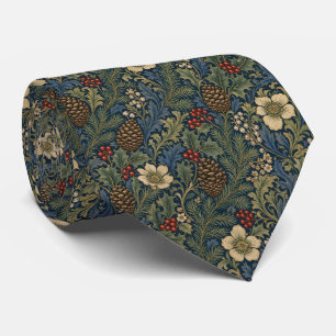 William Morris Pine Cone Holly Berries Tie