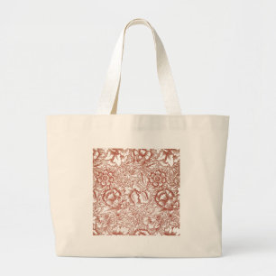 William Morris Pink and Poppy Textile Pattern Large Tote Bag