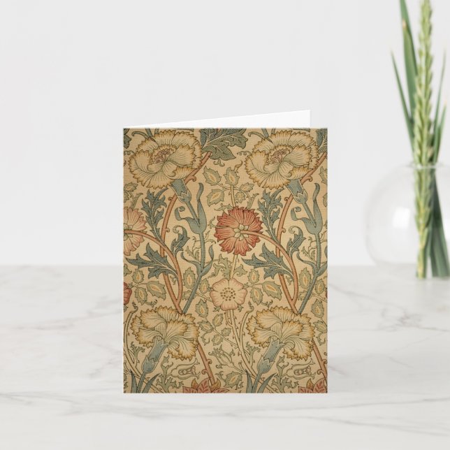 William Morris Pink and Rose Print Thank You Card (Front)
