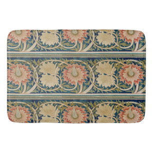 William Morris Pink Floral Silk Embroidery Antique Bath Mat