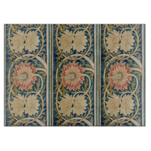 William Morris Pink Floral Silk Embroidery Antique Cutting Board