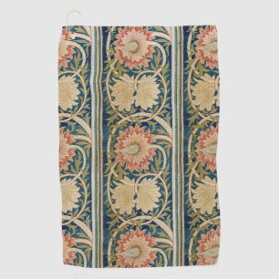 William Morris Pink Floral Silk Embroidery Antique Golf Towel