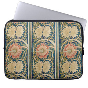 William Morris Pink Floral Silk Embroidery Antique Laptop Sleeve