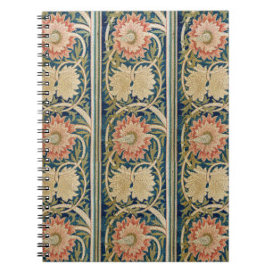 William Morris Pink Floral Silk Embroidery Antique Notebook