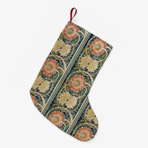 William Morris Pink Floral Silk Embroidery Antique Small Christmas Stocking