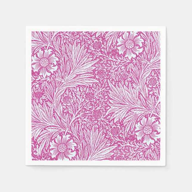 William Morris - Pink Marigold Floral Napkin (Front)