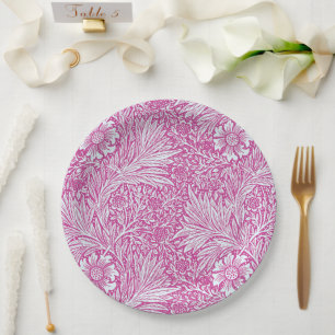 William Morris - Pink Marigold - Pretty Floral Paper Plate