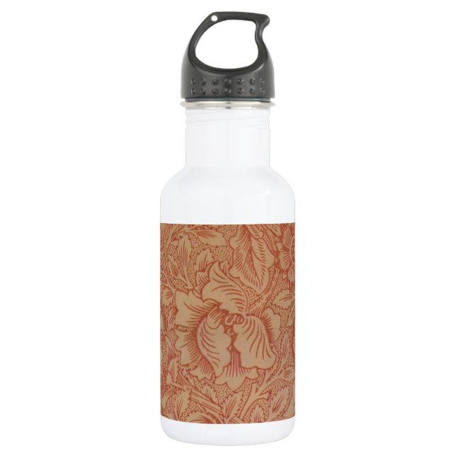 William Morris Pink Poppy Flower Floral 532 Ml Water Bottle (Front)