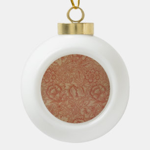 William Morris Pink Poppy Flower Floral Ceramic Ball Christmas Ornament