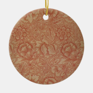 William Morris Pink Poppy Flower Floral Ceramic Ornament